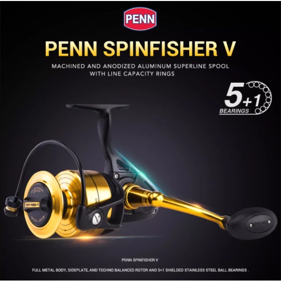 NINJA - PENN Spinfisher V Fishing Reel Penn Spinning Reel 5+1 Saltwater  Reel Mesin Mancing Air Masin Mesin Penn