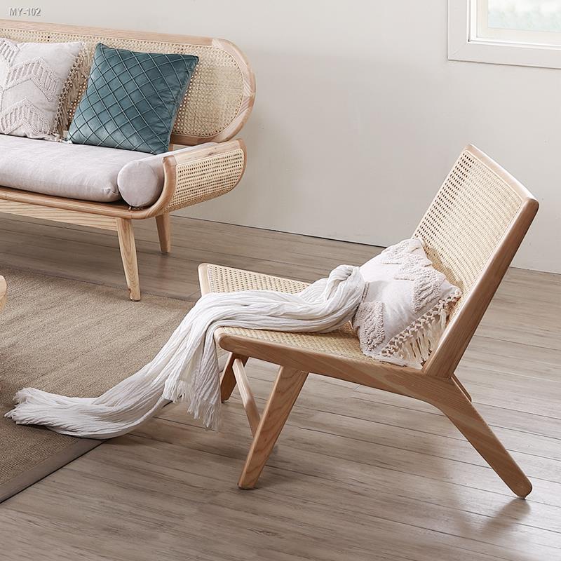 ♕Nordic rattan chair leisure chair single reclining chair home rattan