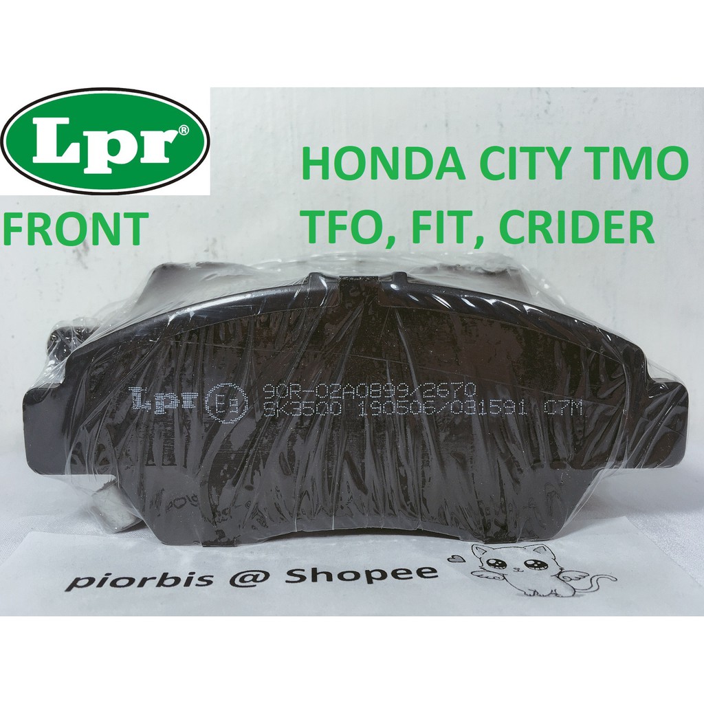 Honda City Tmo Gm Jazz Tfo Fit Crider Front Disc Brake Pad Brand Lpr