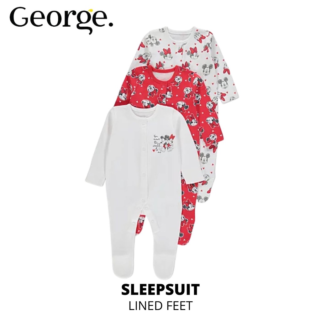 George UK Disney Minnie Mouse Red Sleepsuits 3 Pack (V-UK) | Shopee ...