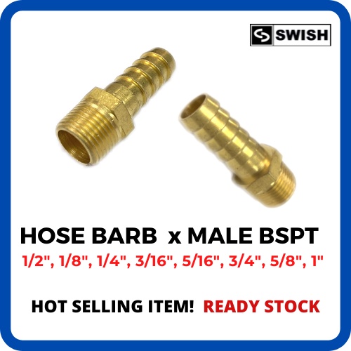 Pneumatic Brass Hose X Male BSPT BHM Threaded Fitting Barb Brass Hose ...