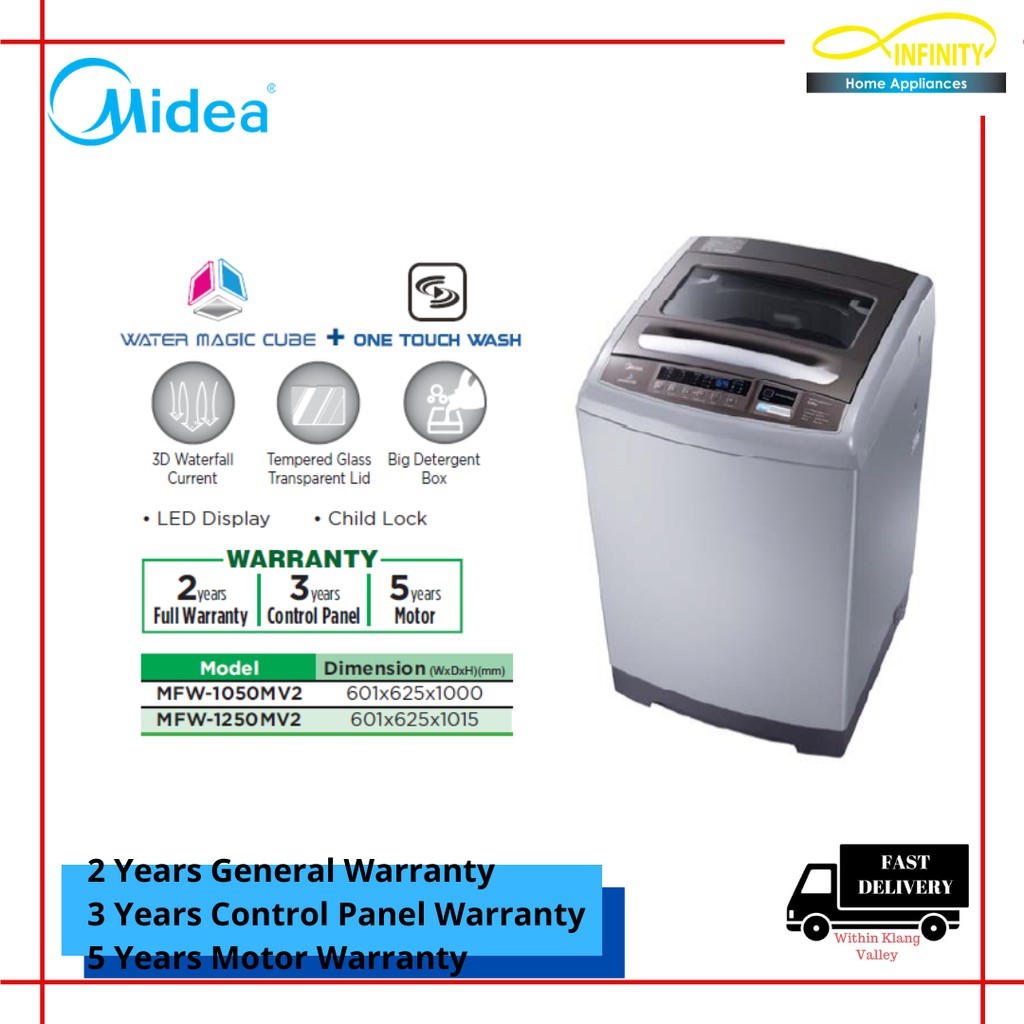 MIDEA Washing machine 10.5KG 12.5KG / Mesin Basuh MFW1050MV2 Shopee Malaysia