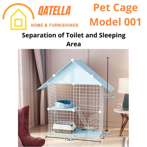 Qatella XL Cat Cage DIY Panel Pet Cage Fence Rabbits Cats Iron Metal ...