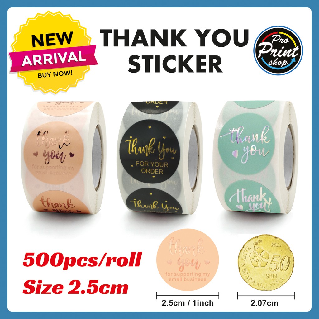 500pcs/roll Thank You Sticker / Thank You For Your Order Sticker ...