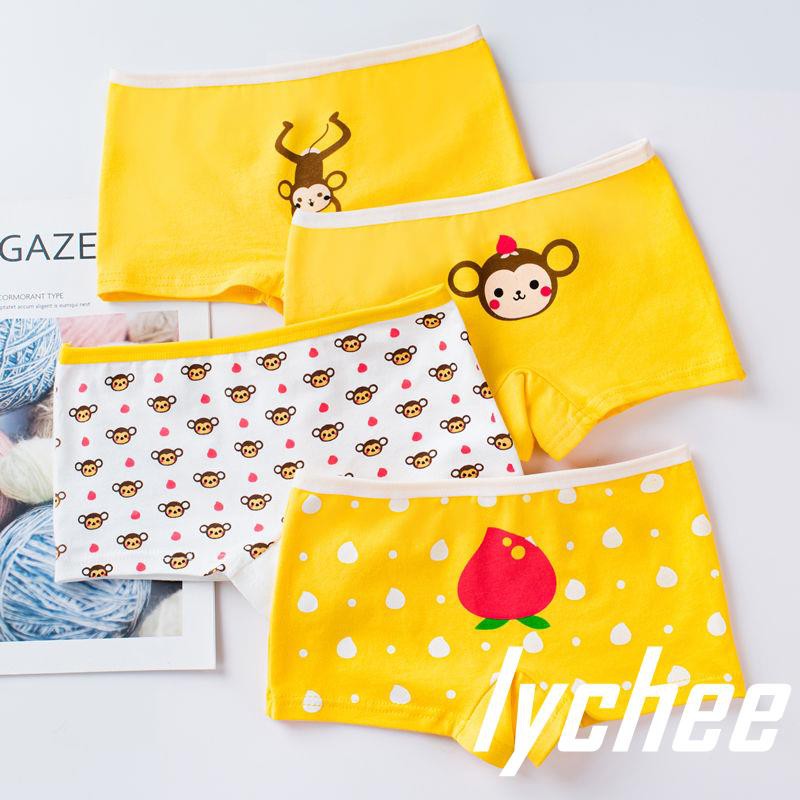 4pcs Girls Cartoon Boxes Children Cotton Underwear Cute Printing