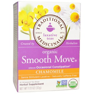 Traditional Medicinals Tea, Organic Smooth Move Peppermint, Relieves  Occasional Constipation, Senna, 16 Tea Bags