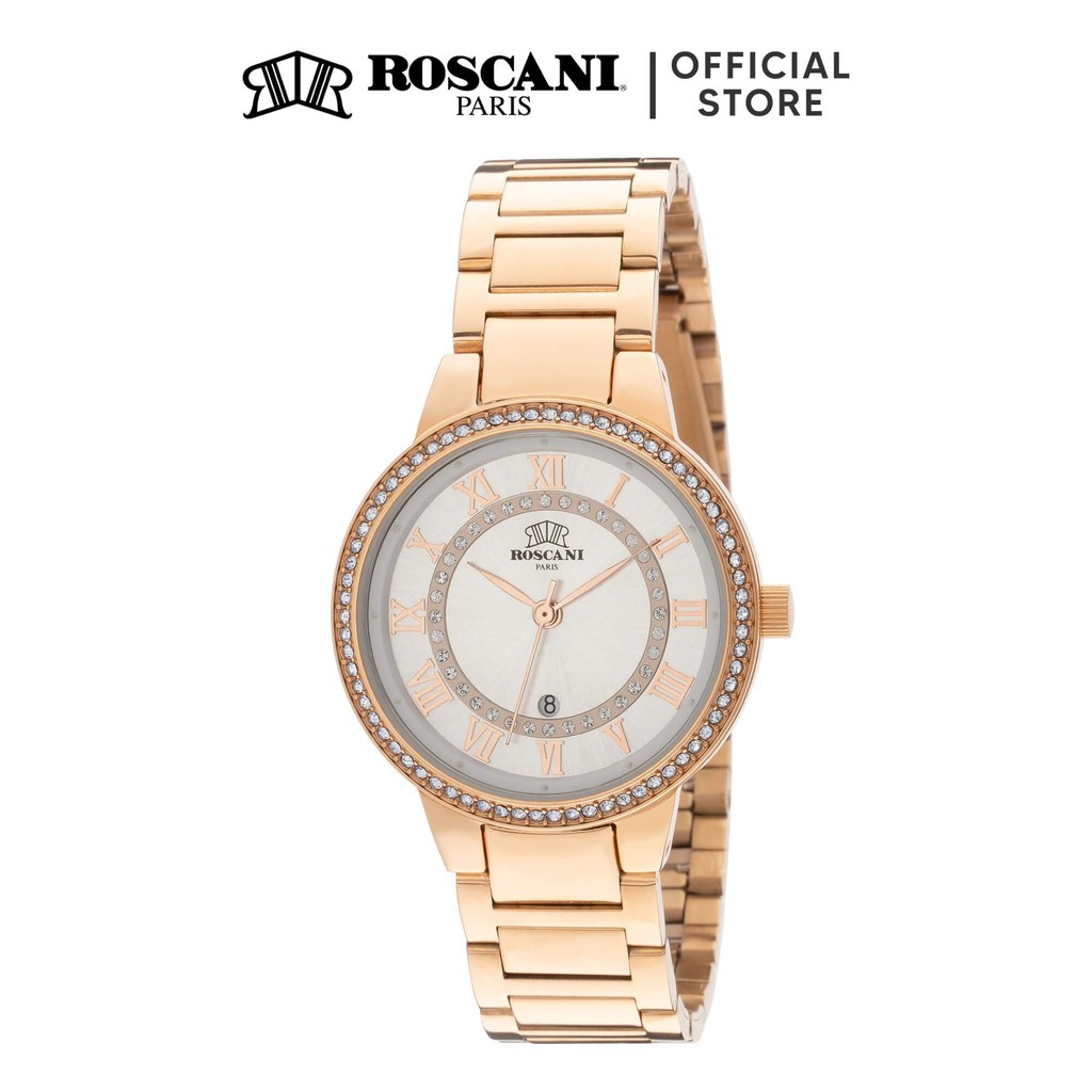 Roscani Gwen E25 Rose Gold Silver Bracelet Women Watch - Sunray Dial + WR 5ATM | Stainless Steel Watch | Ladies Watch