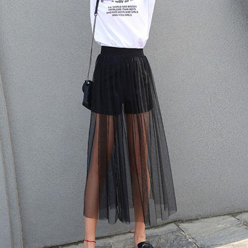 Lace-stitching Layered Mesh Skirt – Dumy Mun