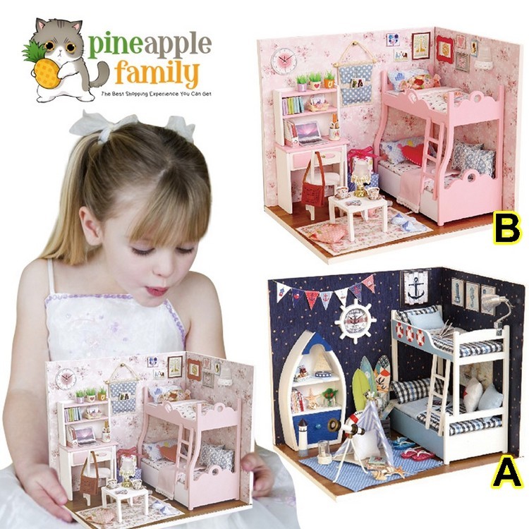 Handmade Doll House Furniture Kit DIY Mini Dollhouse Wooden Toy for