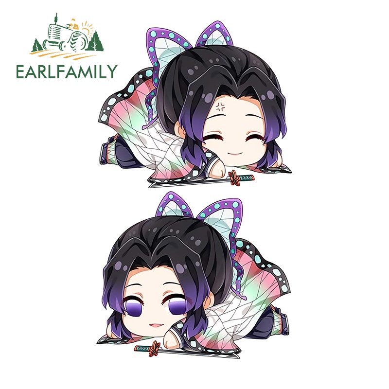 EARLFAMILY 13cm For Demon Slayer Shinobu Car Stickers Amusing Scratch ...