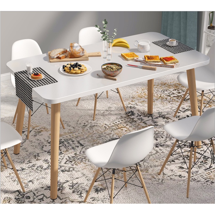 Nordic dining table simple modern small apartment rectangular table ...