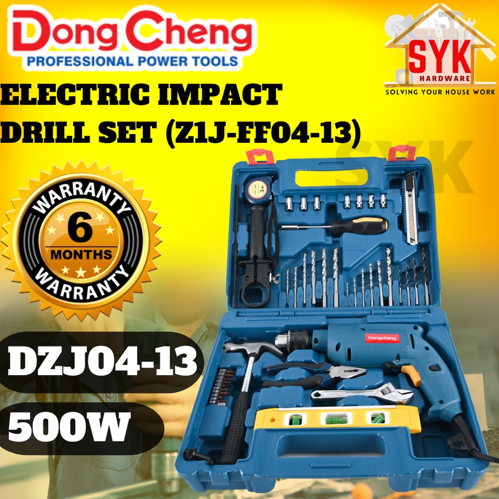 SYK DONGCHENG DZJ0413 Electric Impact Drill Machine Set Tool Kit Drill Set Power Tools Mesin