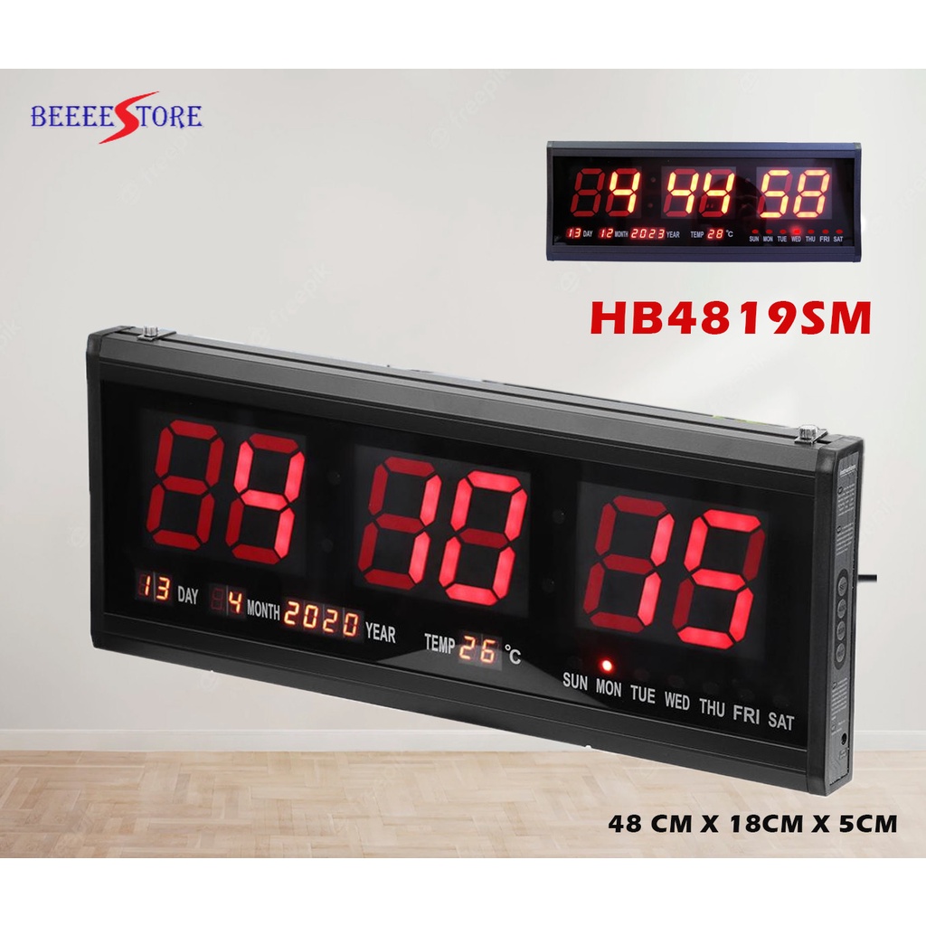 Large Modern LED Digital Wall Clock Digital LED Clock Date Temperature 24 or 12 Hour Digital