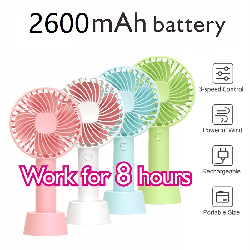 USB Rechargeable Portable Handy Mini Fan 3000mAh High capacity fans ...