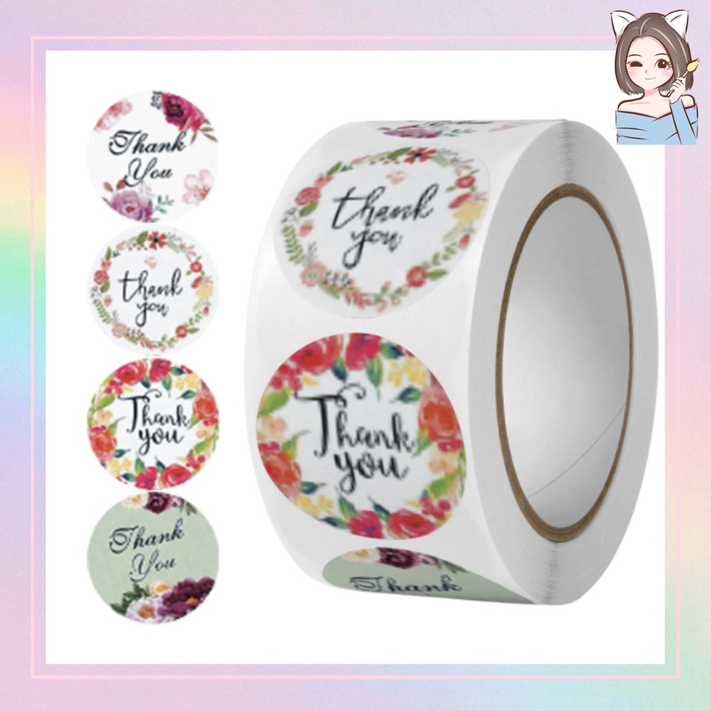 Thank You Sticker 500 Pcs/Roll Business Packaging Seal Label Round ...