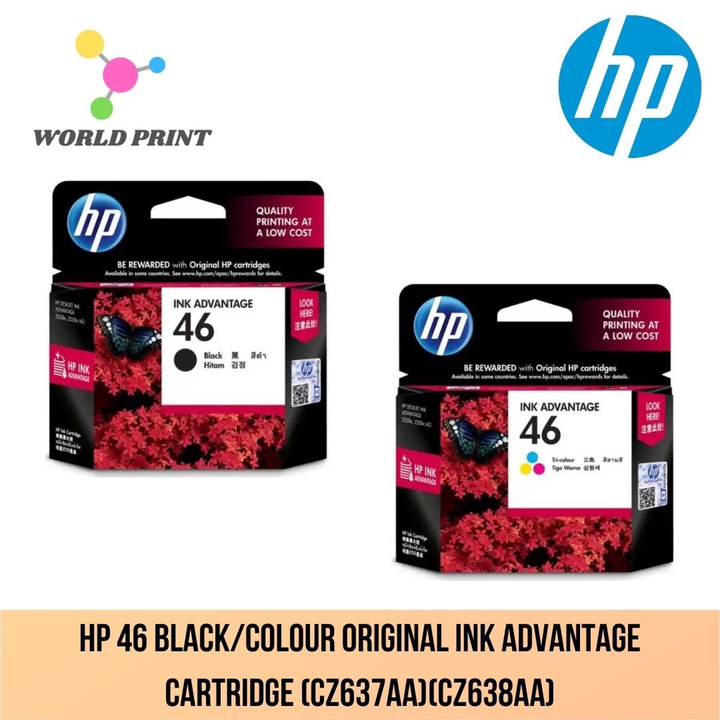 HP 46 Black/Colour Original Ink Advantage Cartridge (CZ637AA)(CZ638AA ...