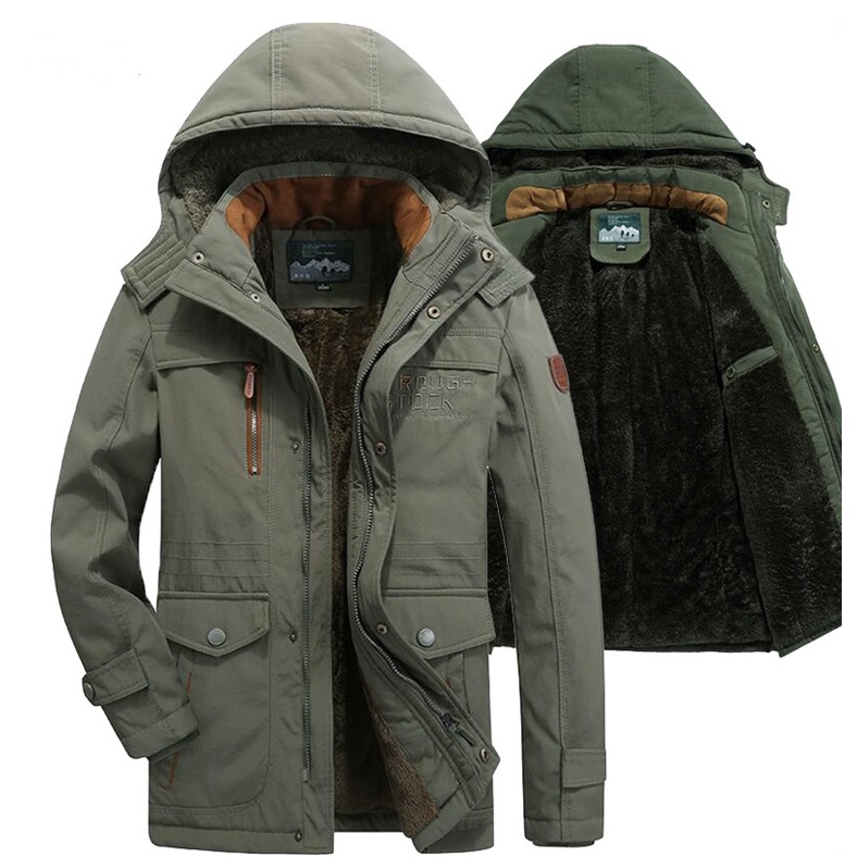 winter jacket men thick wool Liner multi pocket Business casual cotton parkas man snow coat Shopee Malaysia