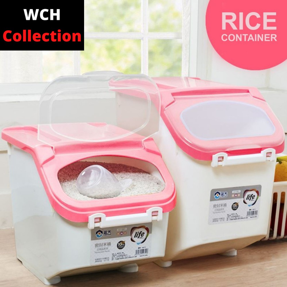 10KG/15KG Rice Storage Box / Food Container with Wheels and Stackable ...