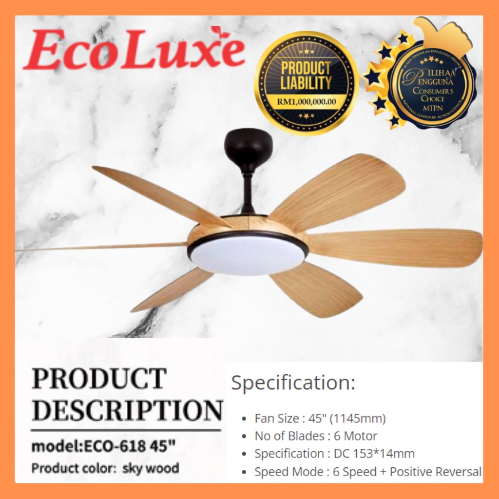 ECOLUXE ECO618 45” BK ECO618 45”SW Ecoluxe ECO618 45" LED Ceiling