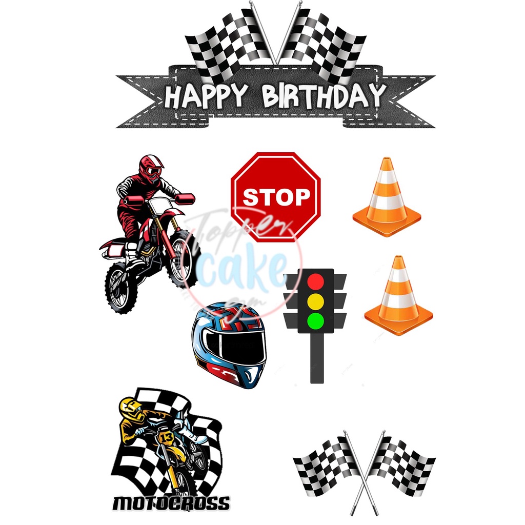 Centrotavola A Nido D'Ape Per Feste A Tema Moto – 8 Pezzi Con Scritta Happy Birthday, Per Compleanni E Baby Shower