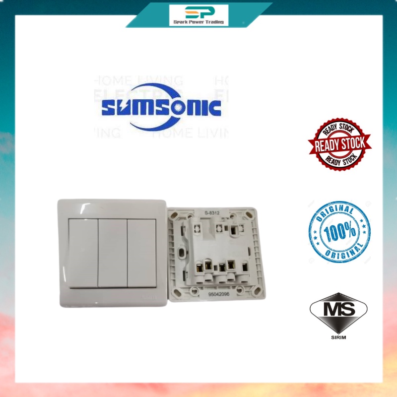 3 GANG 1 WAY SWITCH W/SIRIM (S-SERIES) SUM 🔥🔥 | Shopee Malaysia