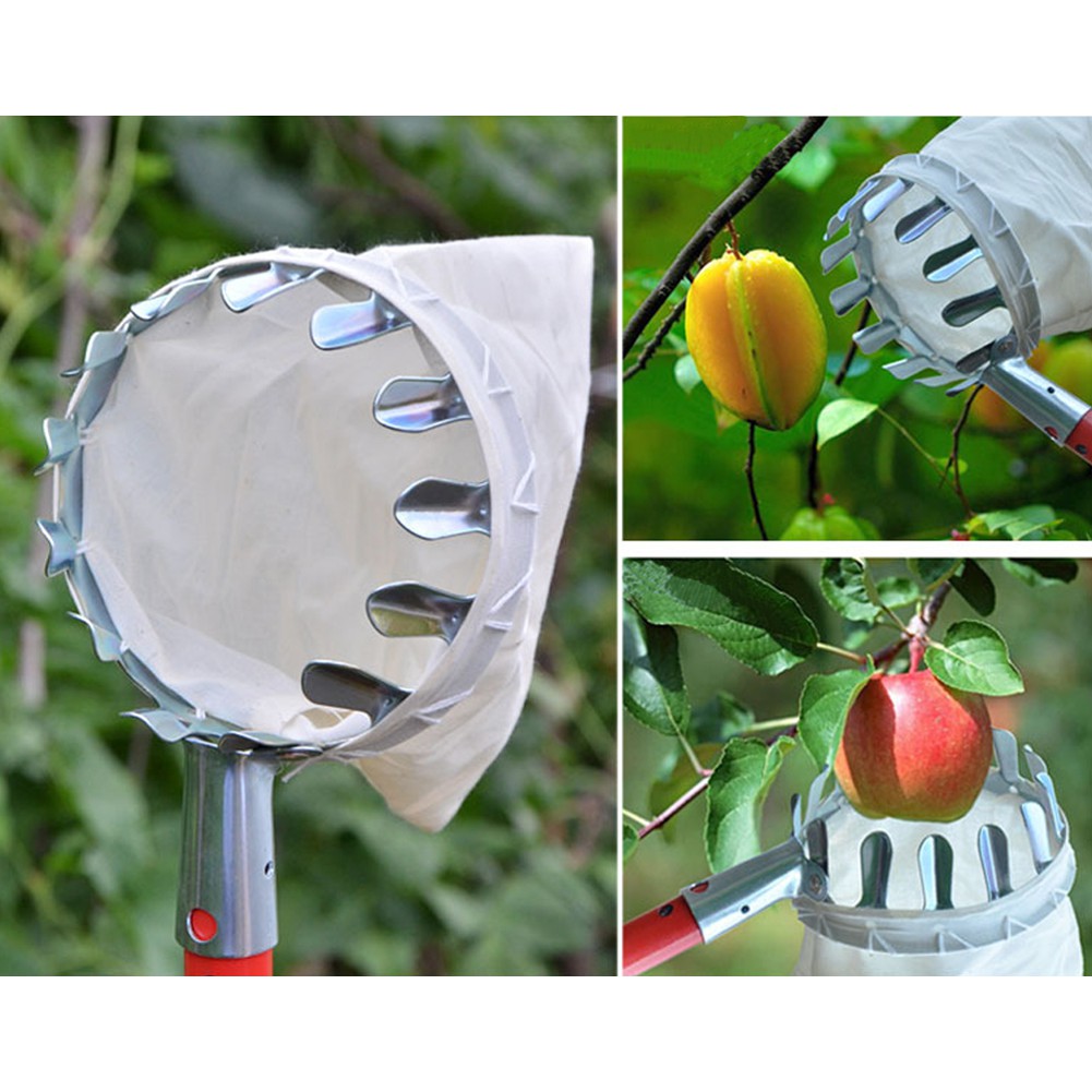 1Pc Convenient Metal Fruit Picker Fabric Bag High Tree Pluck Bag ...