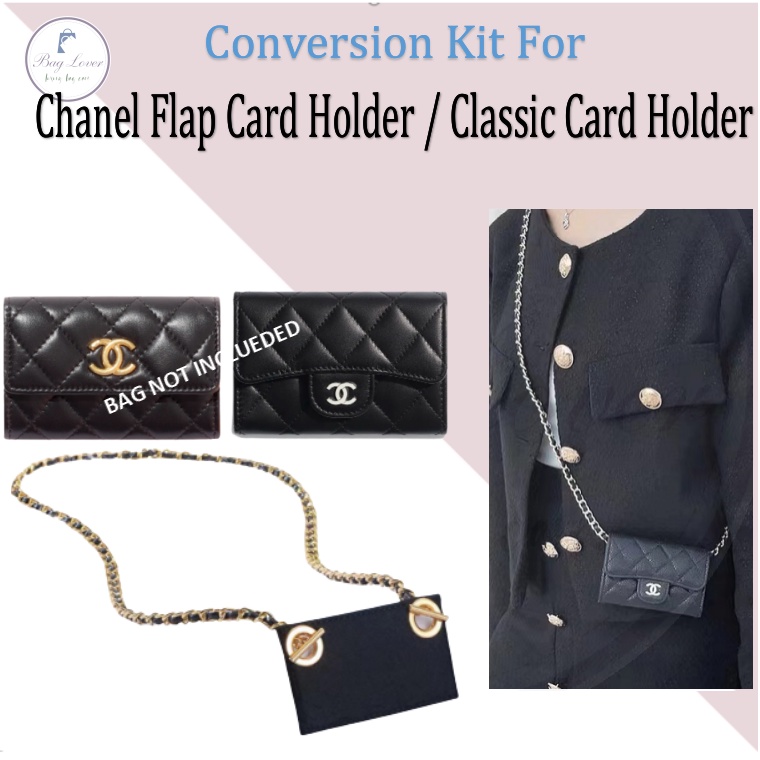 YESIKIMI Conversion Kit Cowhide leather Chain+Insert Compatible With Chanel  Flap Card Holder Gift For Her