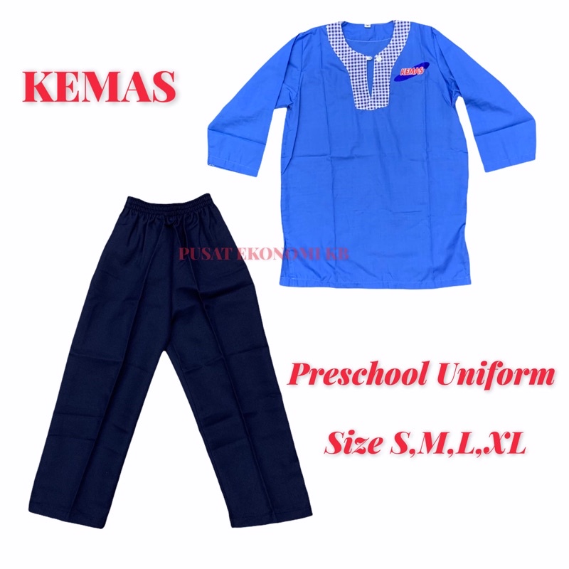 Pakaian Seragam Pra Sekolah Kemas Preschool Uniform For Girl | Shopee ...