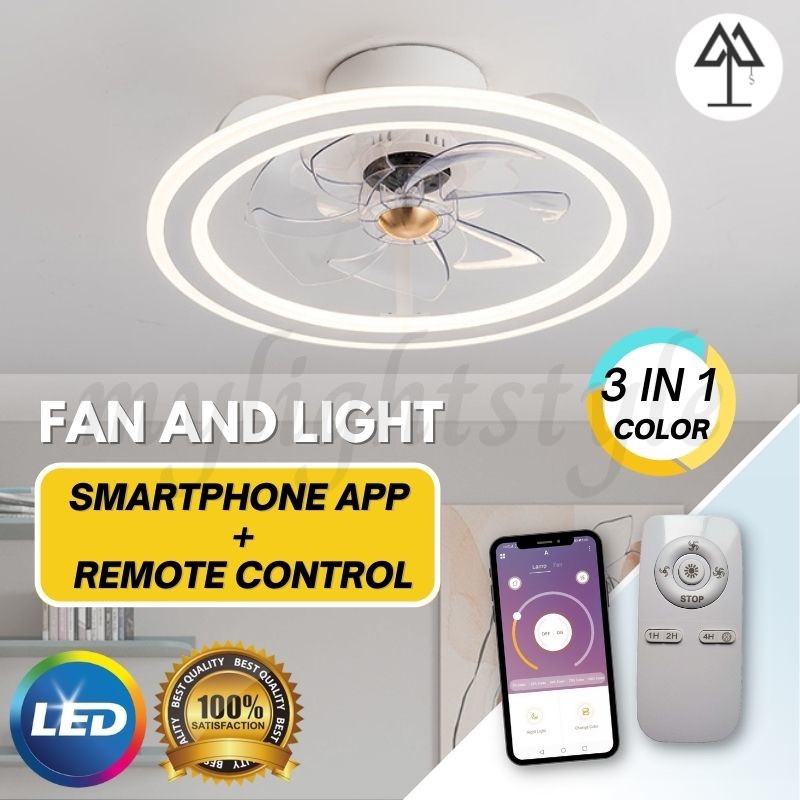 *SMARTPHONE APP + REMOTE CONTROL* CEILING FAN WITH LIGHT 3 COLOR LED