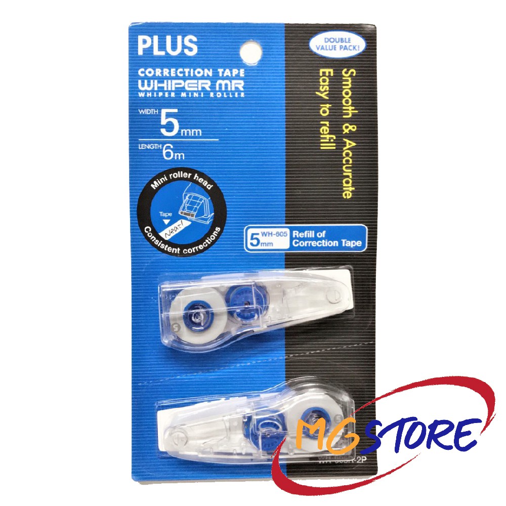 Plus Correction Tape Whiper Mr Refill WH605 ( Double Value Pack