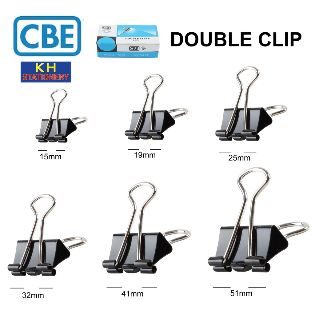 Binder Clip 1PCS / Black Paper Clip / Double Clip / 25MM / 19mm