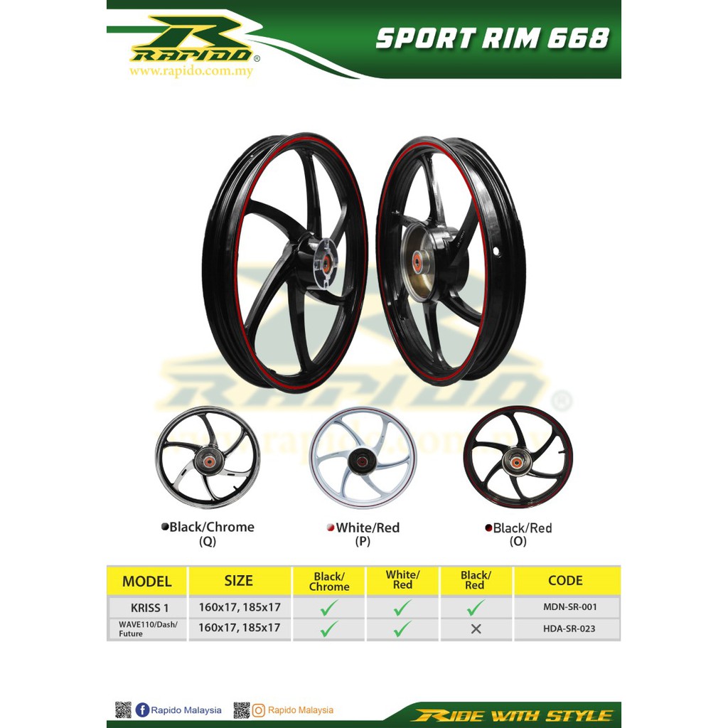 Rapido 6 Legs Sport Rim Model 668 (Bearing included) | Shopee Malaysia