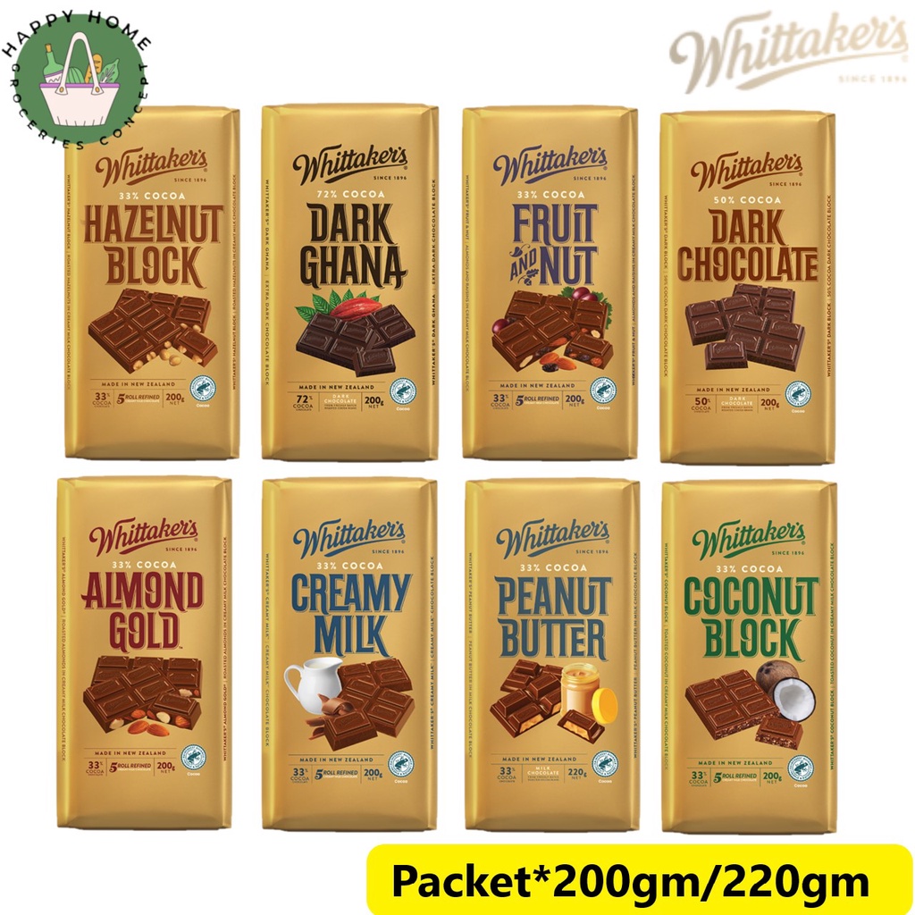 Whittaker's Choco Blocks Coconut/DarkChoco/PeanutButter/Fruit&Nut ...