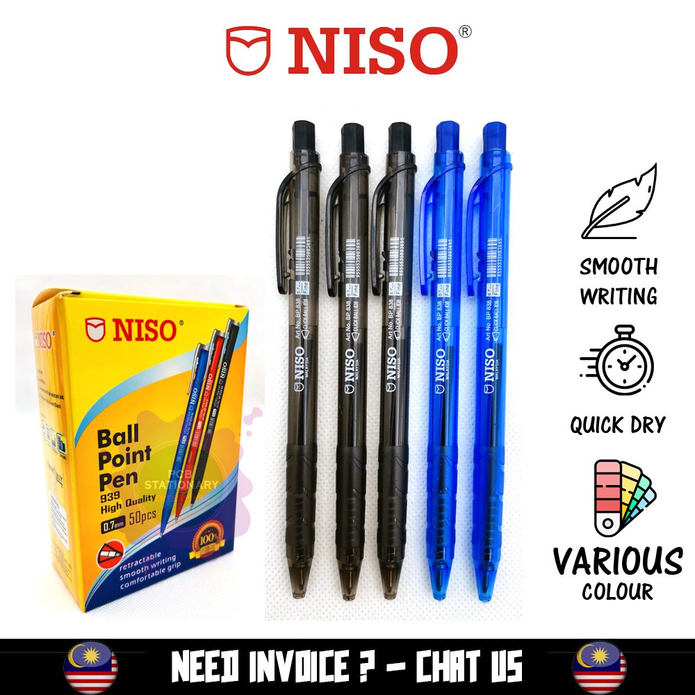 Niso Retractable Ball Point Pen/Ball Pen 0.7MM Fine Tip - (1's ...