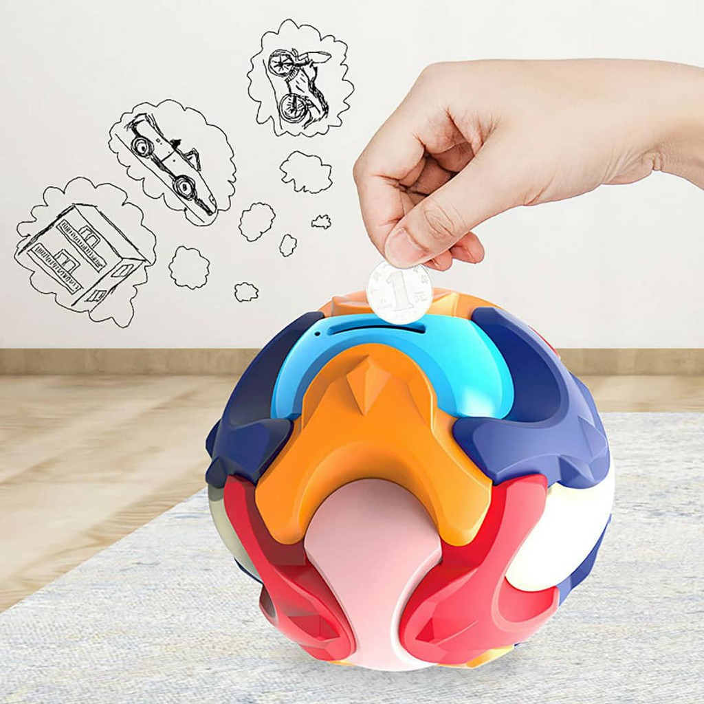 Kids Educational Puzzle Toy Piggy Bank Building Blocks Assembled Round