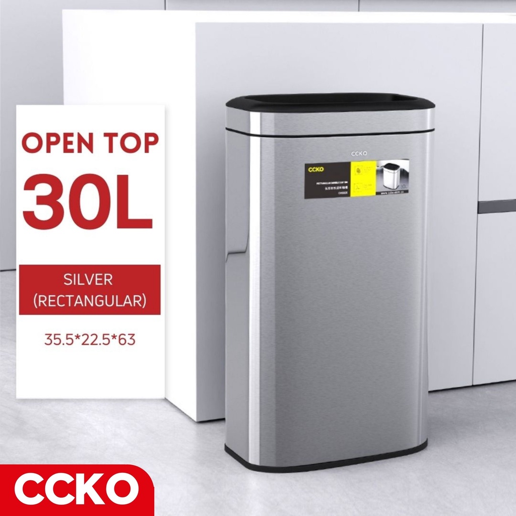 CCKO Open Top Kitchen Bin (No Cover) Stainless Steel Bin Double Layered