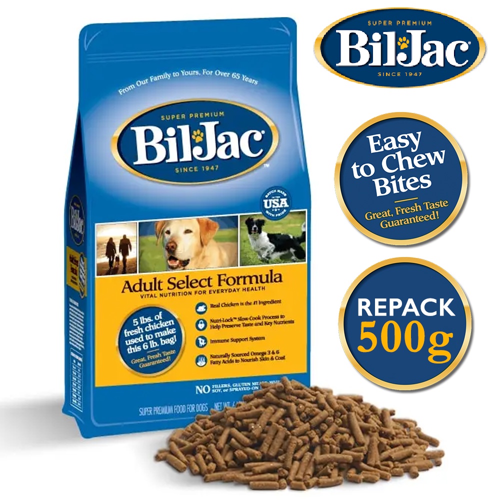 [TRAIL REPACK] Bil Jac Adult Select Formula Size Dog Food, 500g [MADE in the USA] Shopee Malaysia