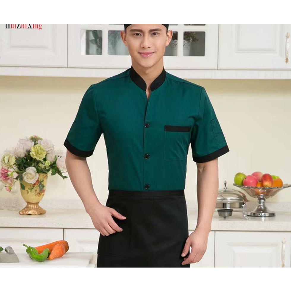 Men Women Short Sleeve Summer Chef Jackets Restaurant Cafe Food Service Kitchen Cook Barber Shop Patissier Work Uniform Shopee Malaysia