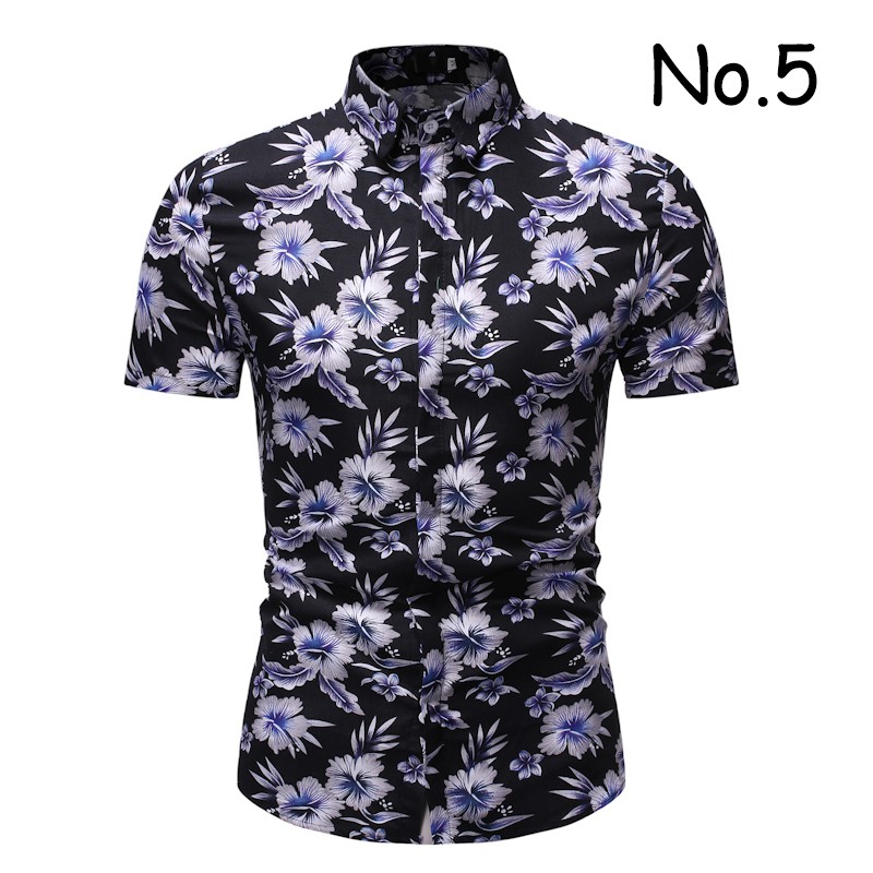 READY STOCK! 8 Colors Summer Mens New Short Sleeve Floral Shirts ...