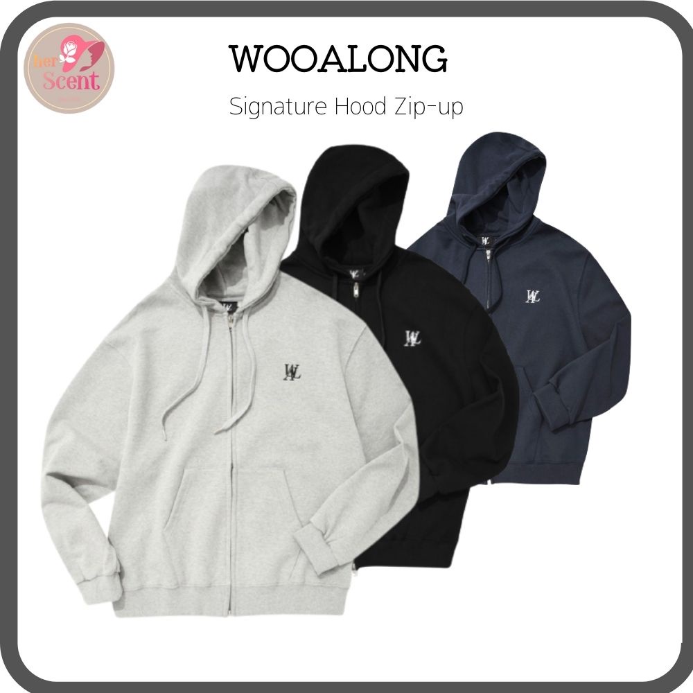 WOOALONG] Signature Hood Zip Up : Korean Fashion | Shopee Malaysia