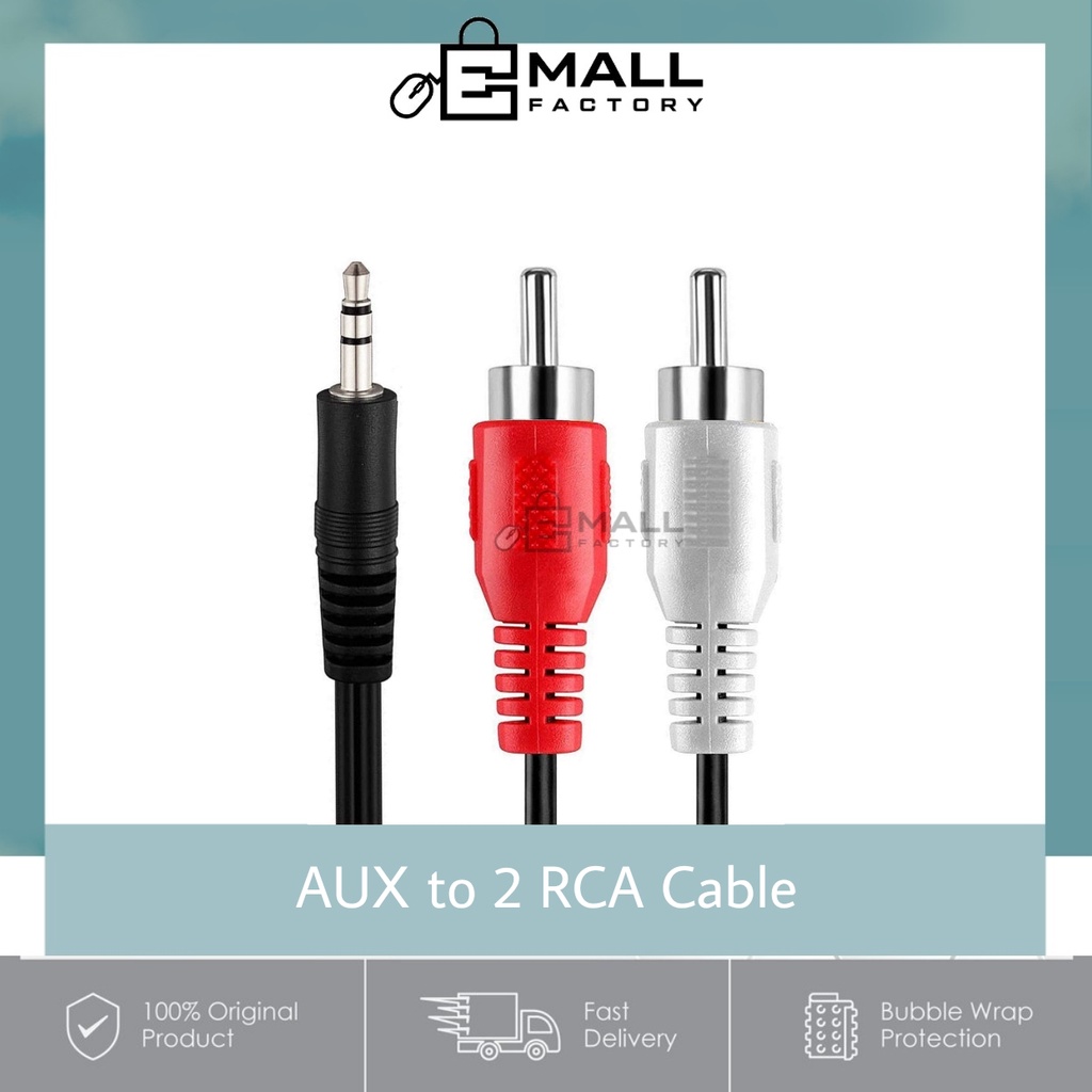 3.5mm Stereo Audio Jack to 2 x RCA AV L/R Red White Audio Cable 1.5