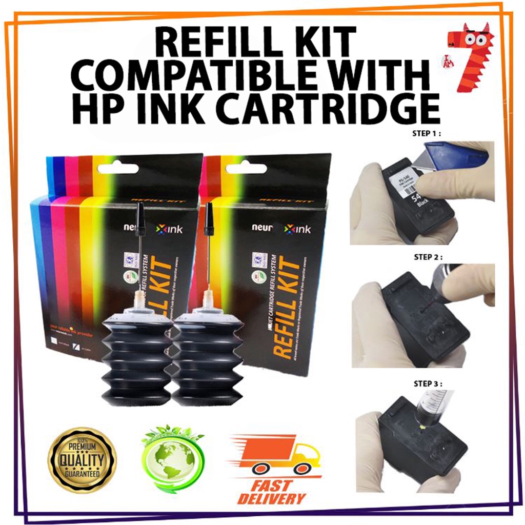 Refill Kit 2x Black - HP 702 Black for HP J3500 / 3600 / 5500 | Shopee ...