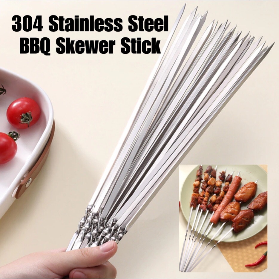 Malaysia Reusable 304 Stainless Steel Barbecue Skewer Stick BBQ Drill ...