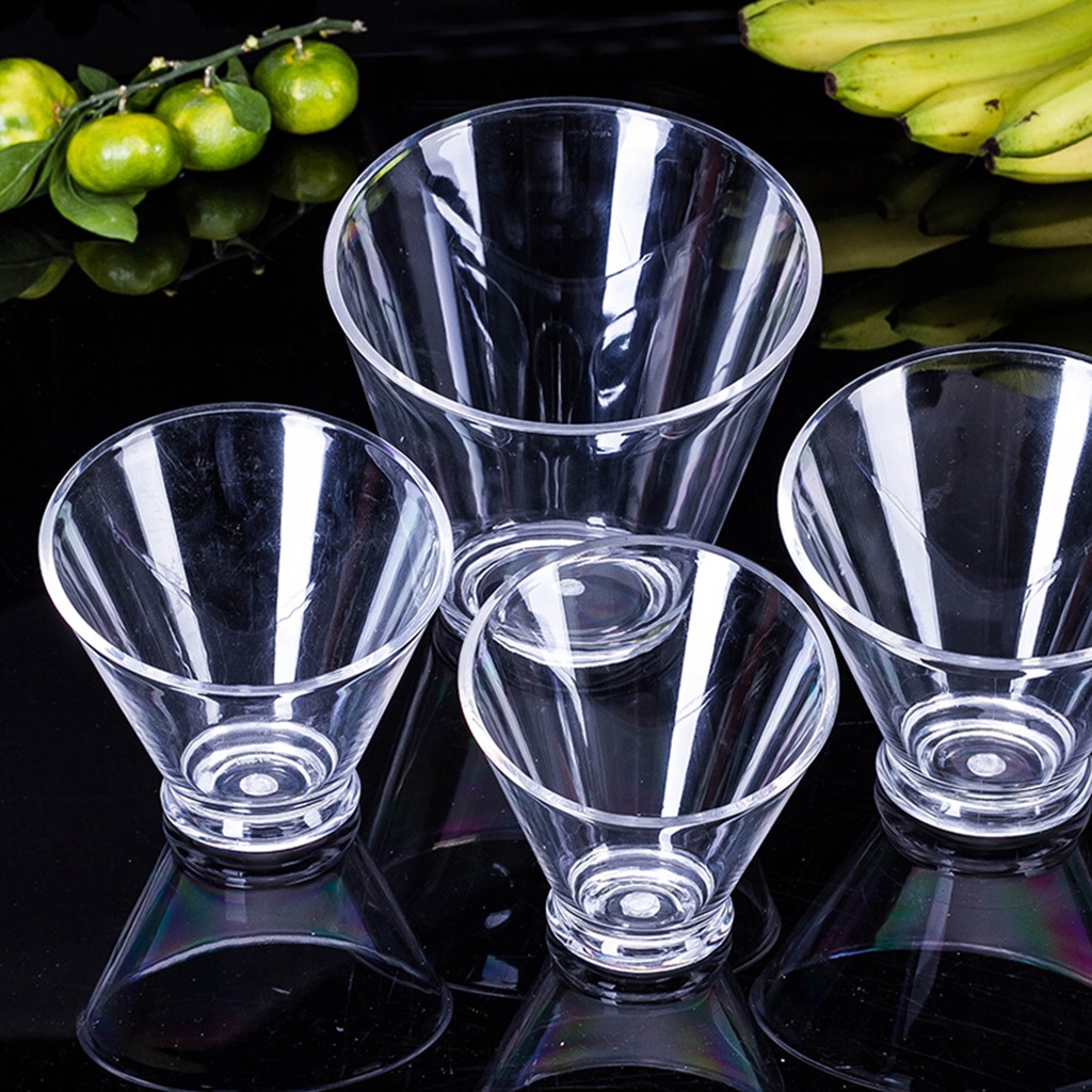Clear Acrylic Salad Bowl Angled Light Weight for Appetizer Family Party