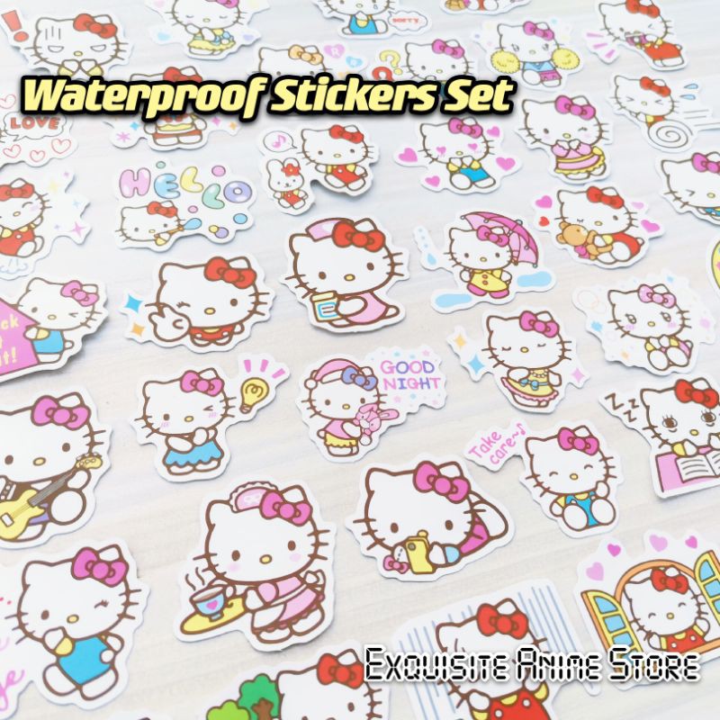 40pcs Hello Kitty Sanrio Waterproof Stickers Set Suitcase Laptop 凯蒂猫防水 ...