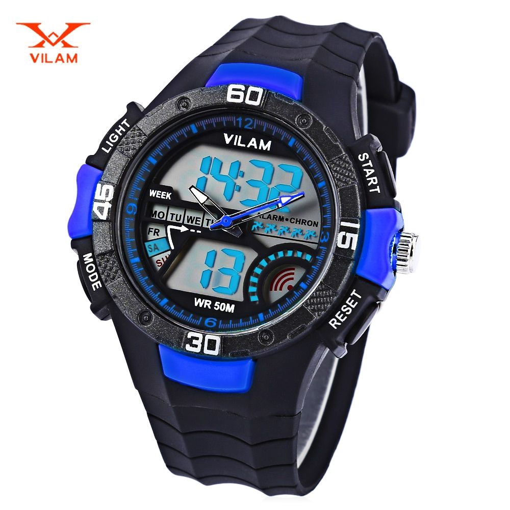 VILAM 09009 -02 DUAL MOVT DIGITAL QUARTZ SPORTS WATCH CALENDAR ALARM ...