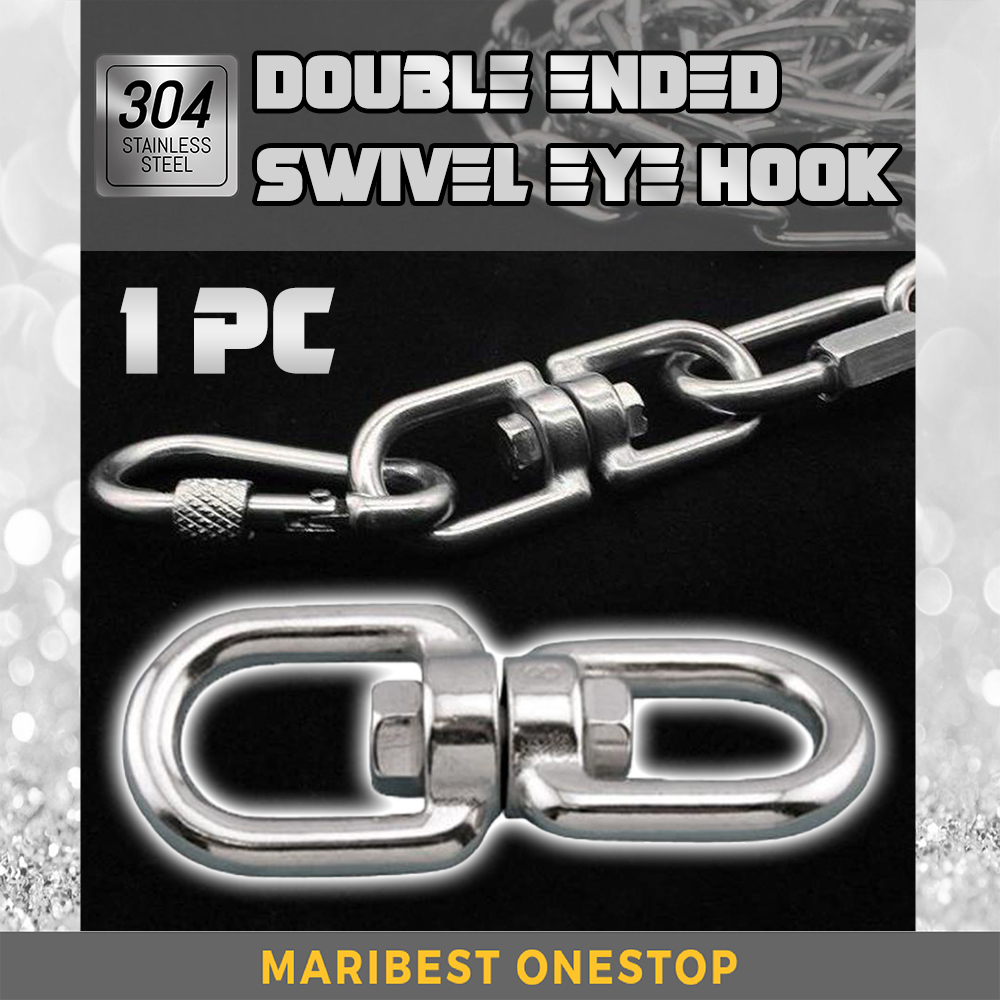 1PC 304 STAINLESS STEEL DOUBLE ENDED SWIVEL EYE HOOK SPIN SWIVEL ROTATE