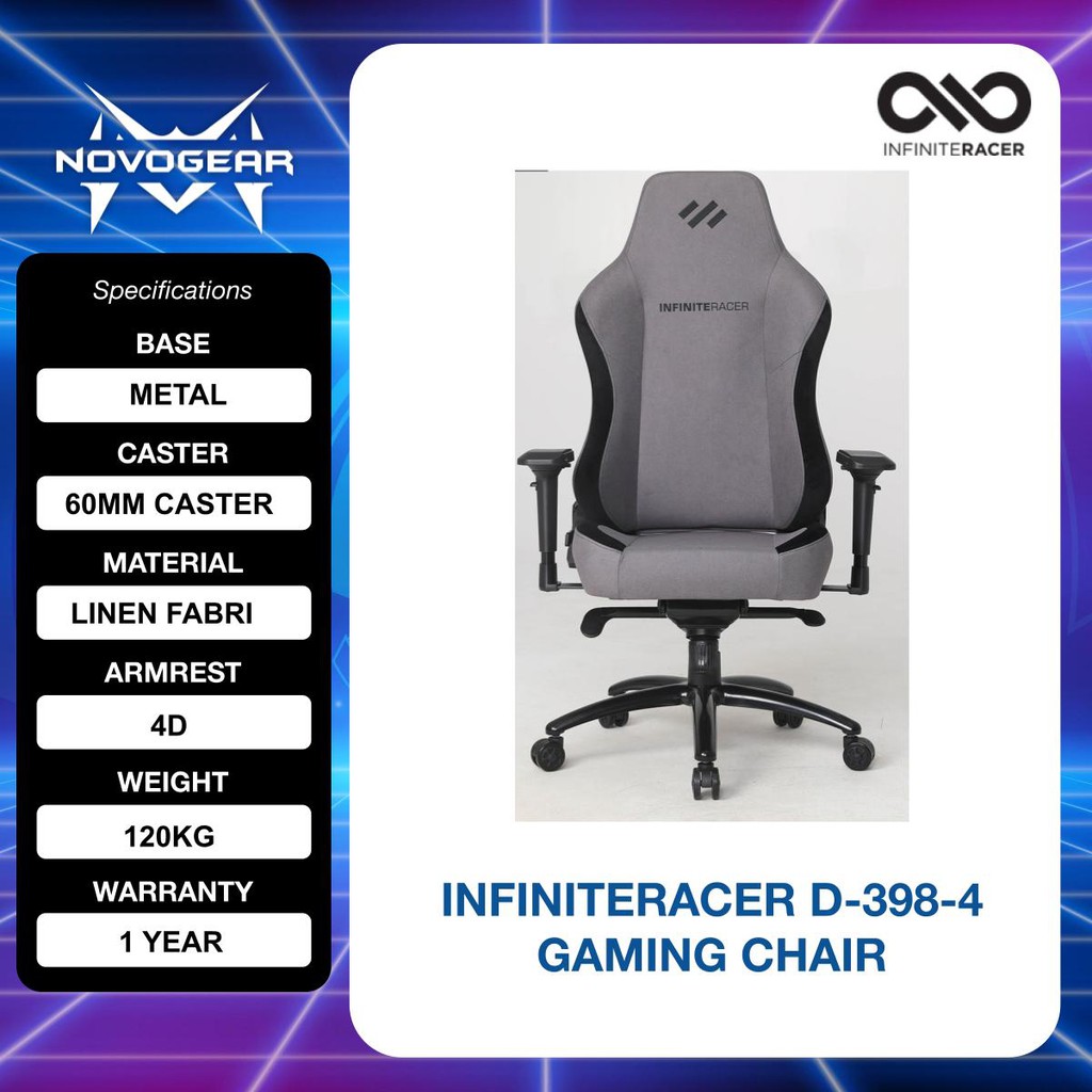 INFINITE RACER D 398 4 GAMING CHAIR GREY GC29 AJYD GY Shopee