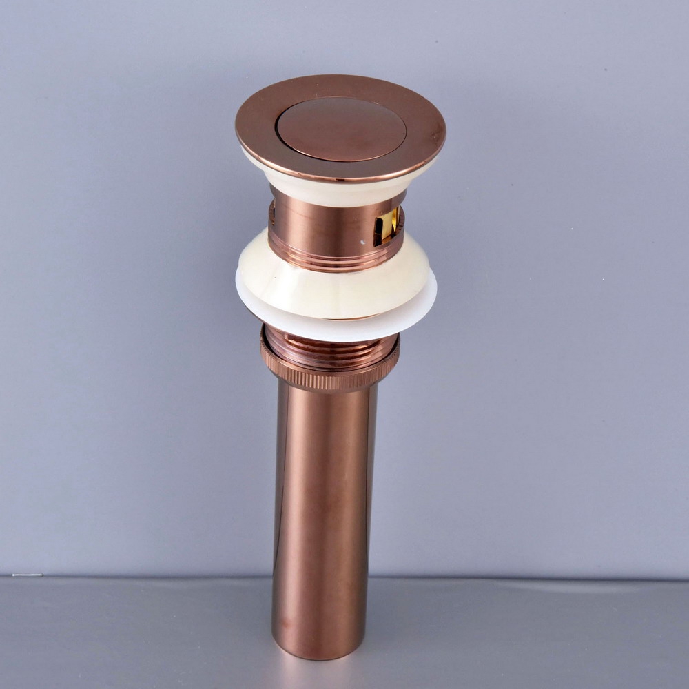Luxury Rose Gold Copper Polished Brass Pop Up Bathroom Sink Basin Waste