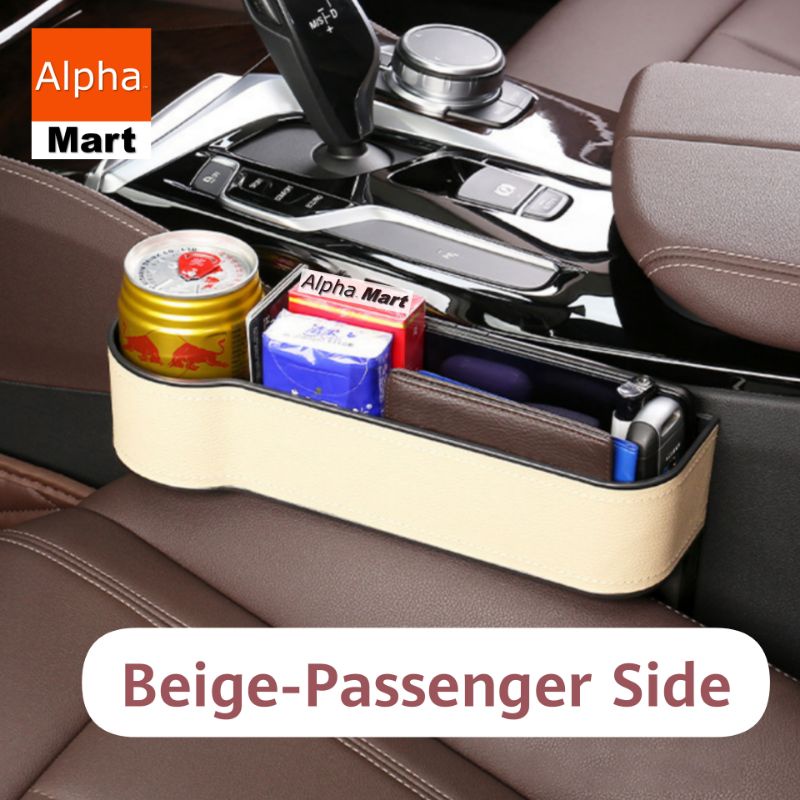 Alpha High Quality Leather Premium Car Seat Box Storage Car Seat Side